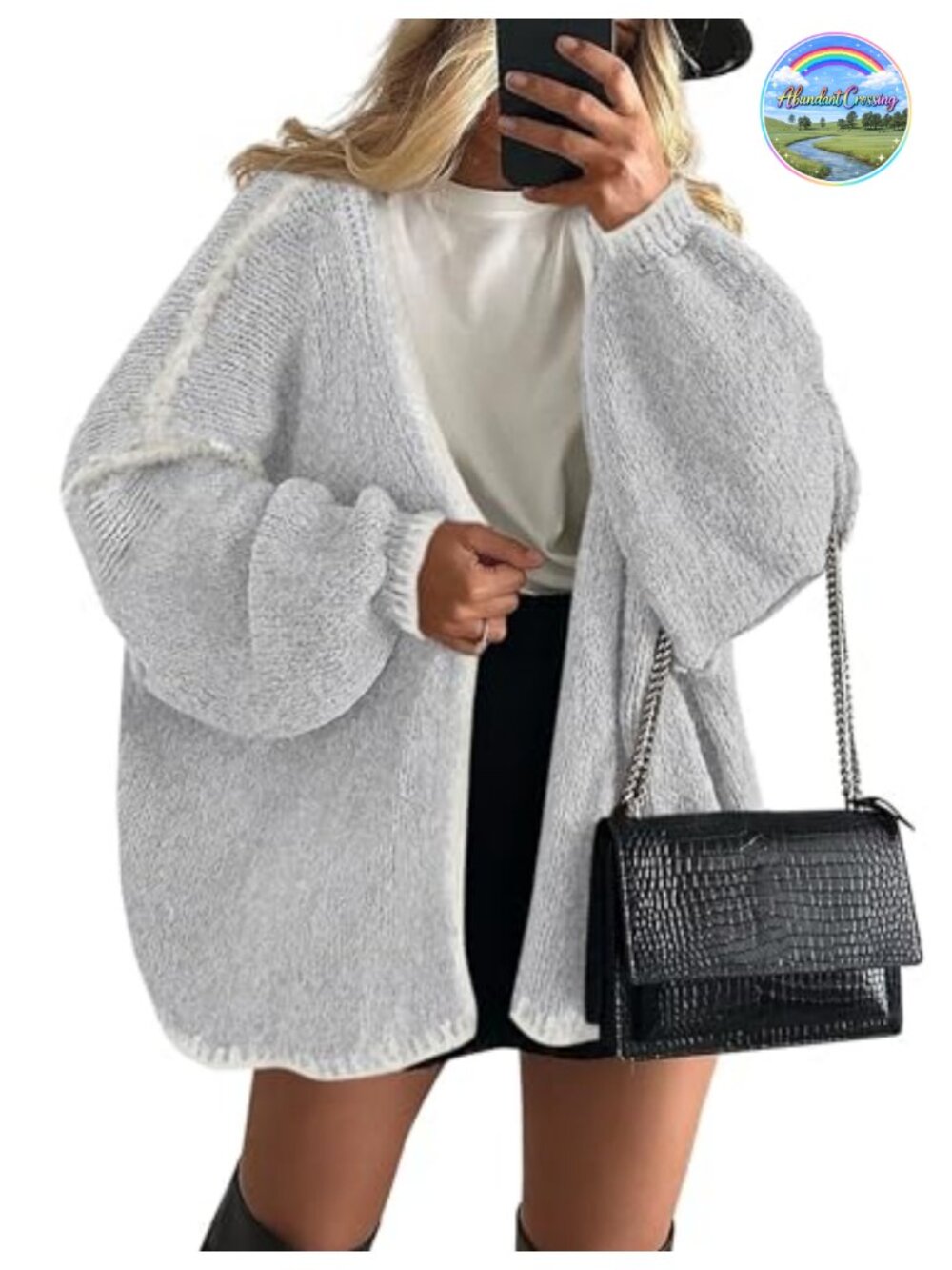 Oversized Open Front Cardigan, Knit Long Sleeve Sweater